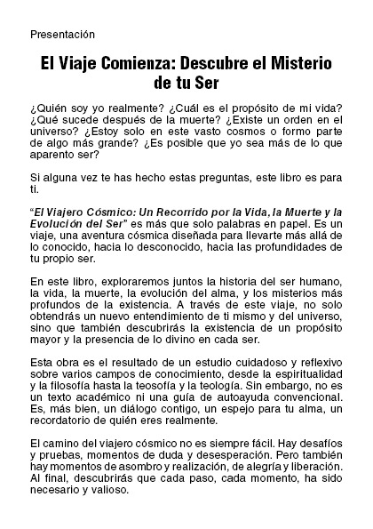 El Viajero Cósmico: Un Recorrido por la Vida, la Muerte y la Evolución del Ser (PDF).